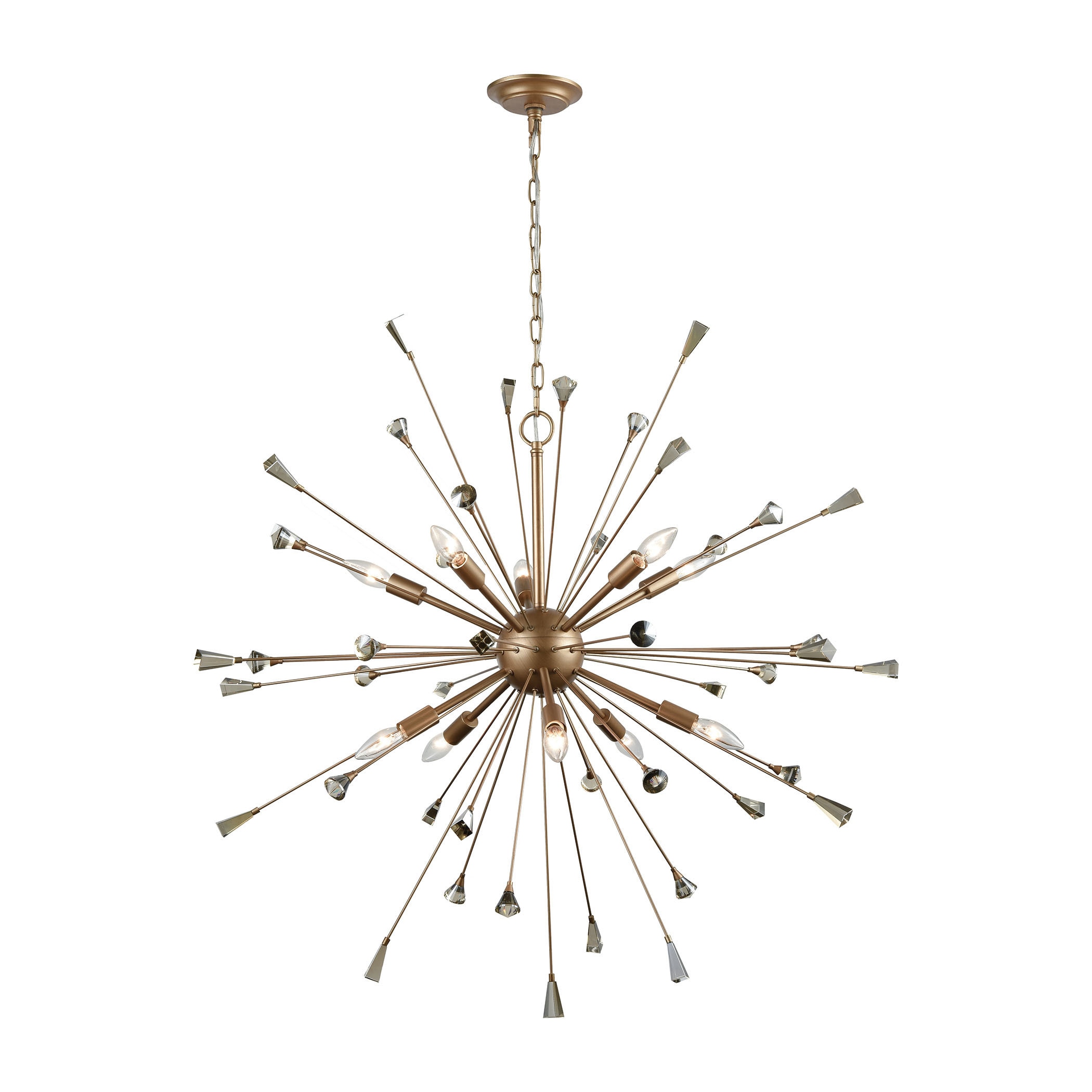 Sprigny Matte Gold Amber Teak Crystal 10-light Chandelier (Chandelier) - Chandeliers For Bedrooms by Overstock.com