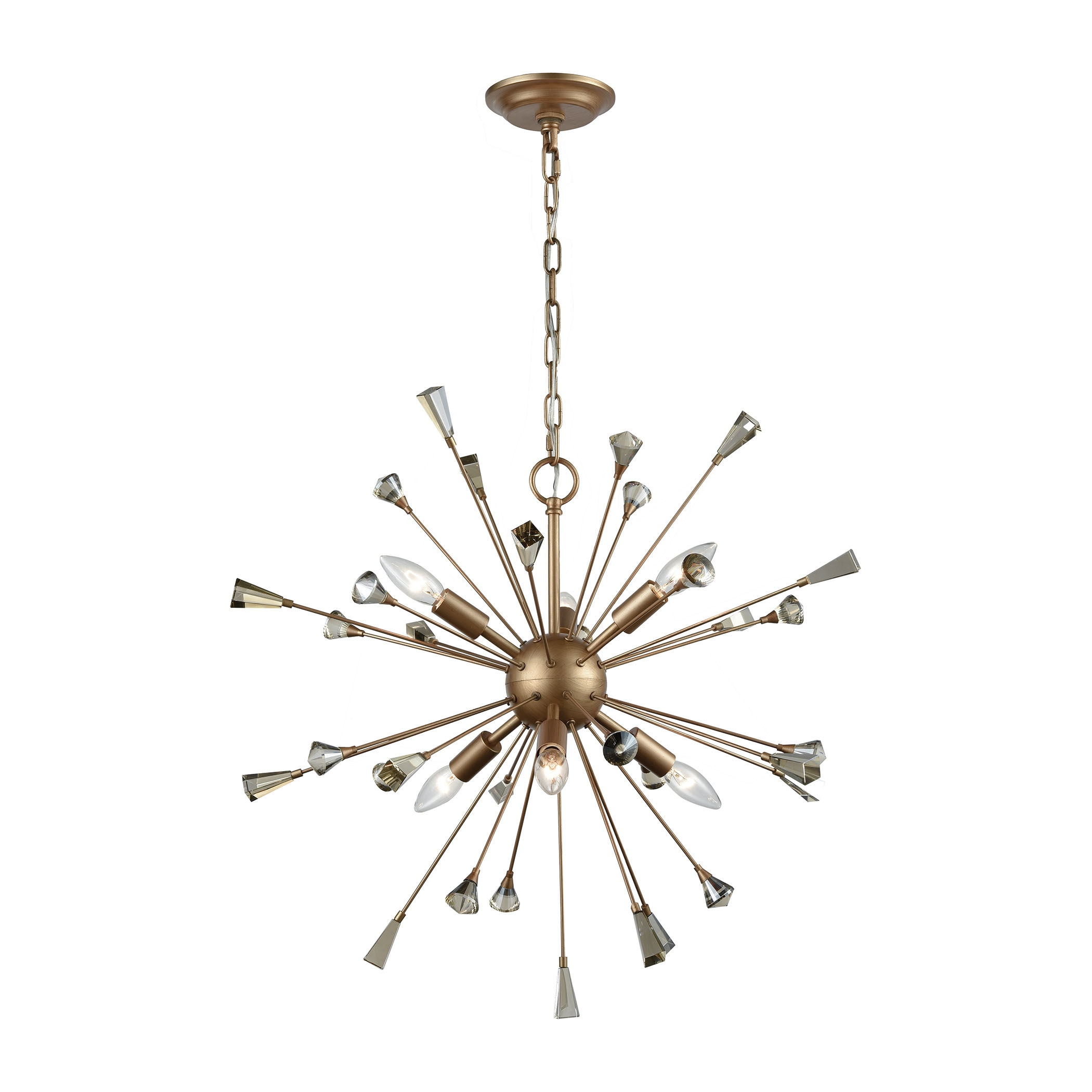 Sprigny Matte Gold Amber Metal and Crystal 6-light Chandelier (Chandelier) - Chandeliers For Bedrooms by Overstock.com