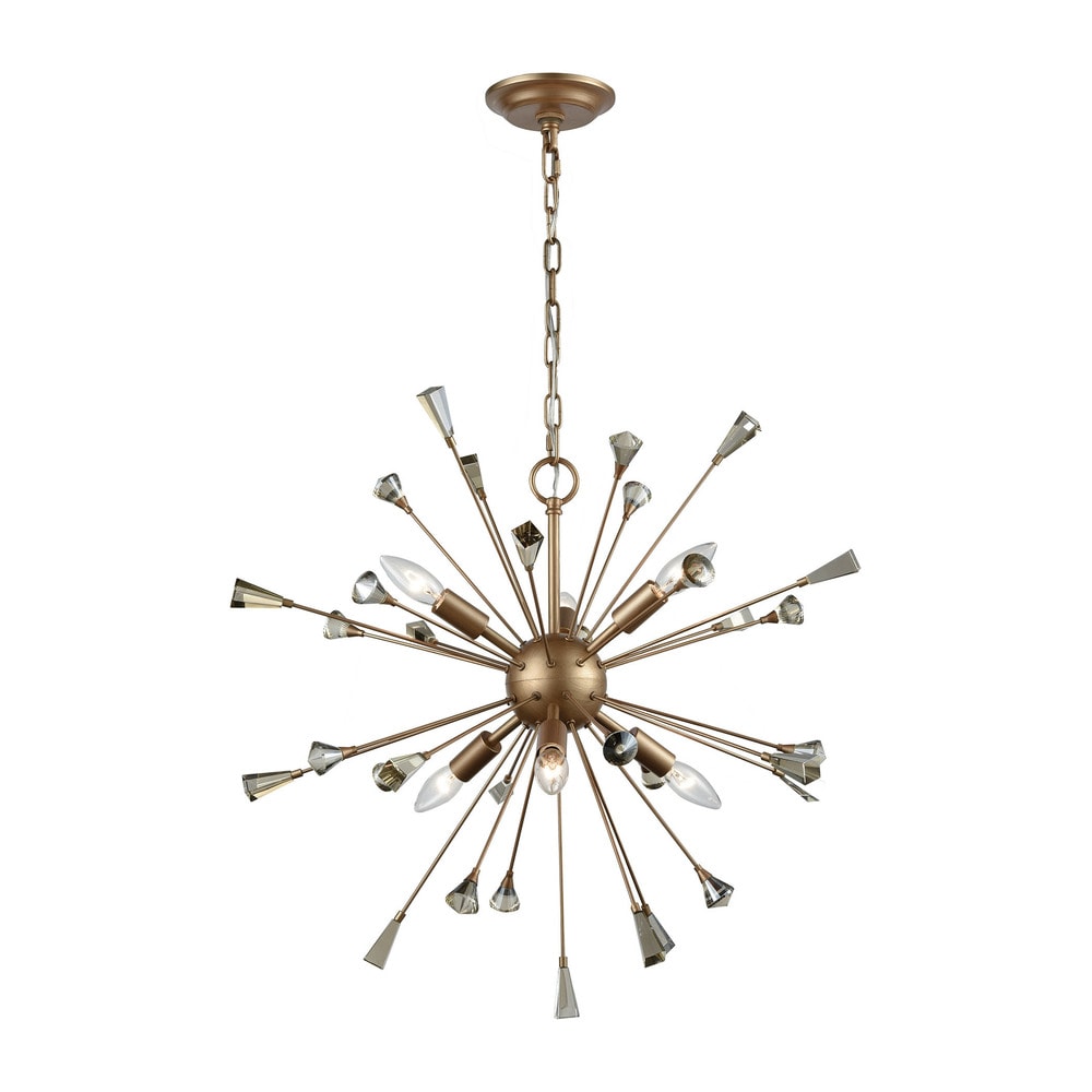 Elk Home Sprigny Matte Gold Crystal 6 Light Chandelier