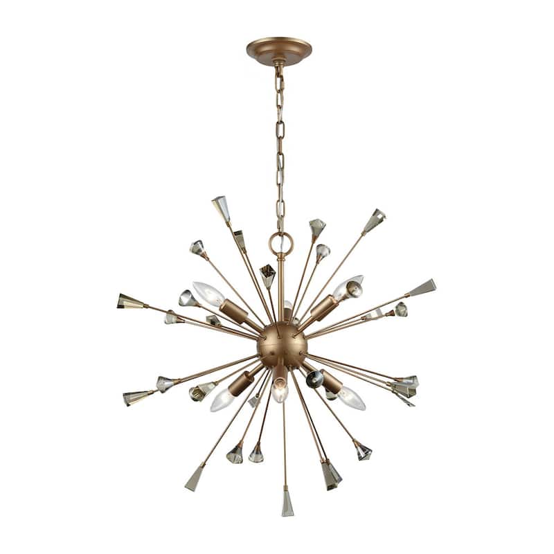 Elk Home Sprigny Matte Gold Crystal 6 Light Chandelier