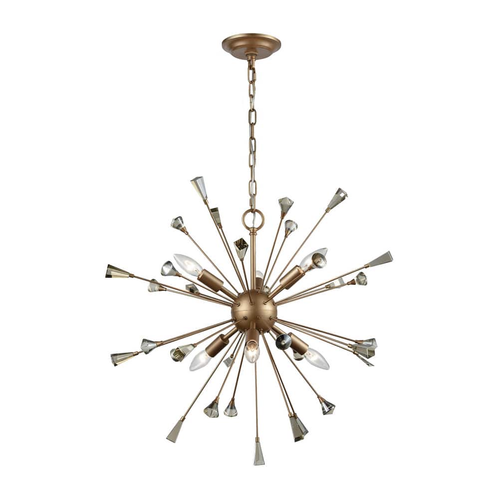 Elk Home Sprigny Matte Gold Crystal 6 Light Chandelier