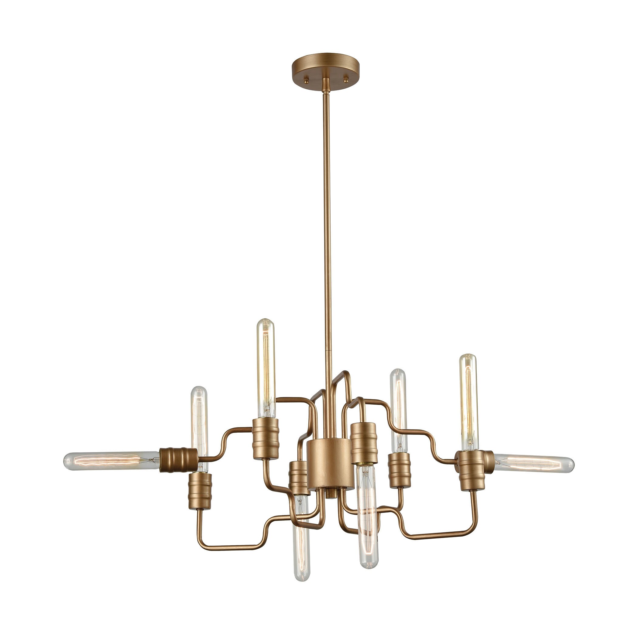 Transit Matte Goldtone Metal 8-light Chandelier (Chandelier) - Chandeliers For Bedrooms by Overstock.com