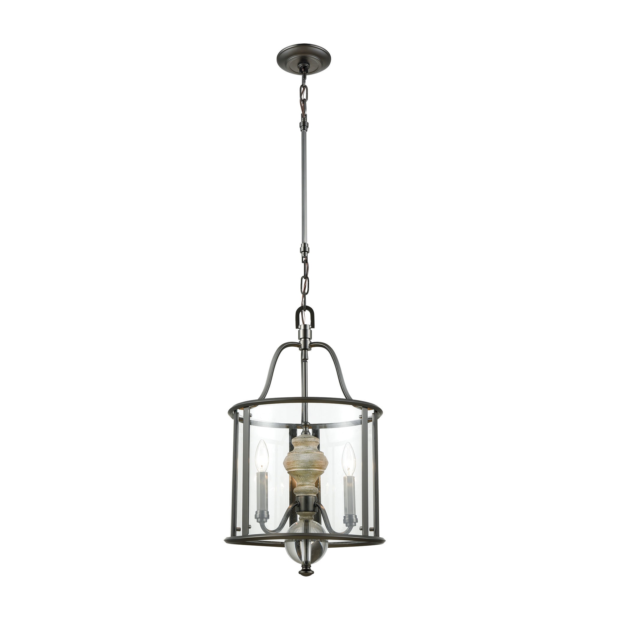 Neo Classica Aged Black Nickel Metal and Weathered Birch-finished Wood 3-light Chandelier (Chandelier) - Chandeliers For Bedrooms by Overstock.com