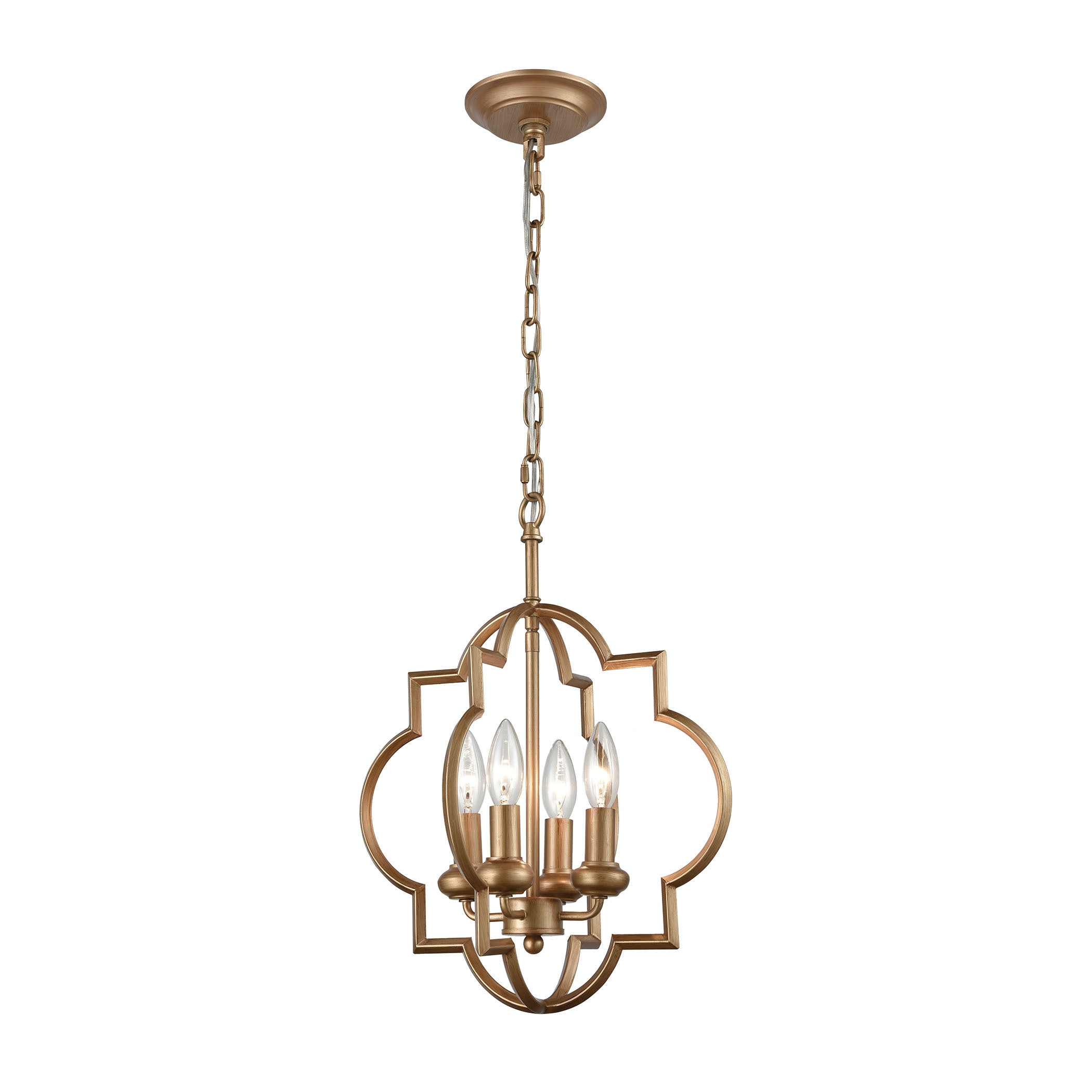 Chandette Matte Gold Metal 4-light Chandelier (Chandelier) - Chandeliers For Bedrooms by Overstock.com