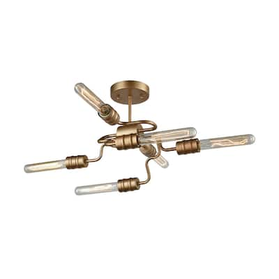 Elk Home Transit Matte Gold Metal 6 Light Semi Flush Mount