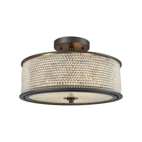 Glass Beads 3-light Oil-rubbed Bronze Semi-flush Mount with Clear Glass Balls