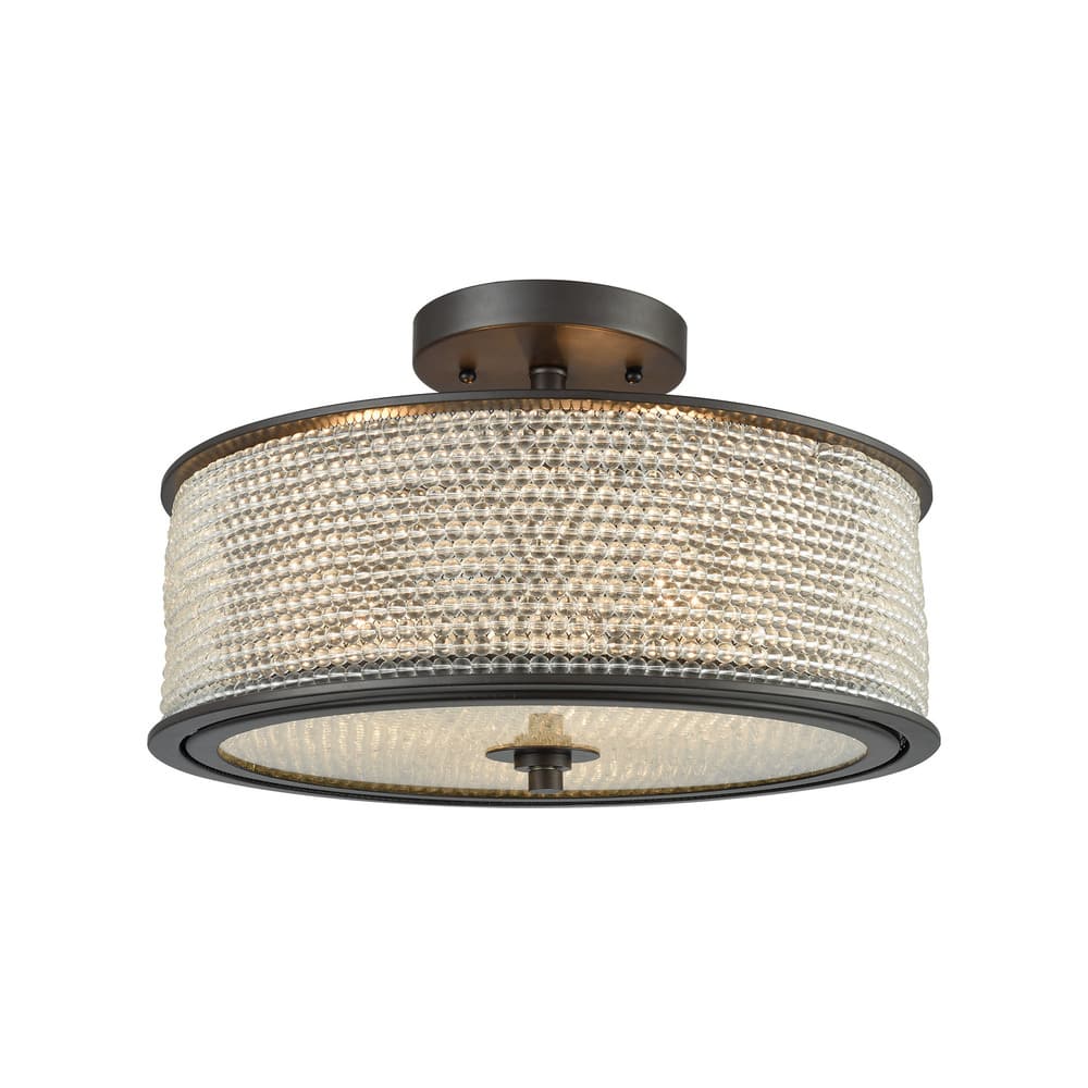Elk Home Glass Beads Oiled Bronze With Clear S 3 Light Semi Flush