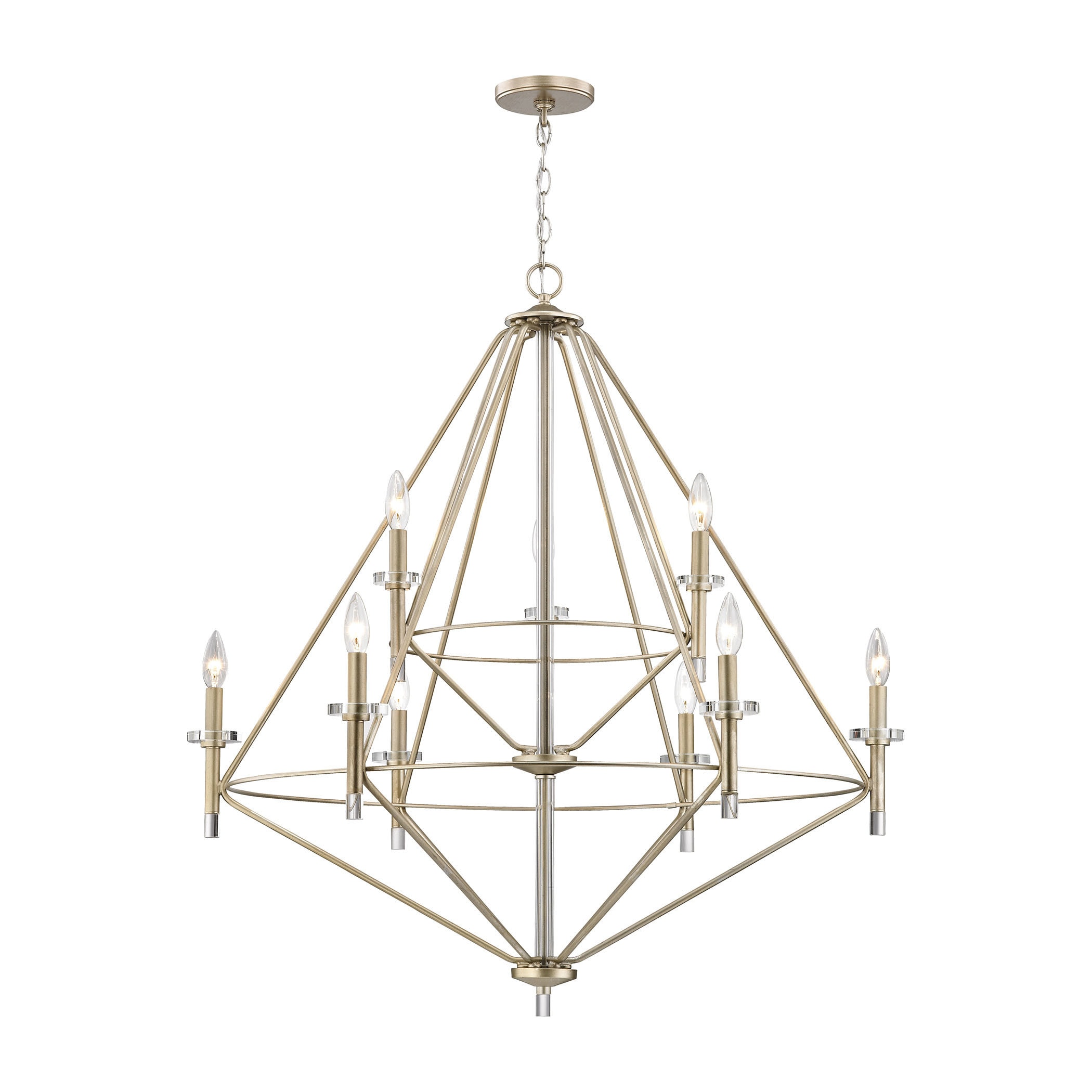 Lacombe Aged Silver Metal 9-light Chandelier with Clear Glass Accents (Chandelier) - Chandeliers For Bedrooms by Overstock.com