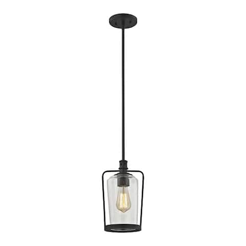 Hamel Oil-rubbed Bronze 1-light Pendant with Clear Seedy Glass Shade