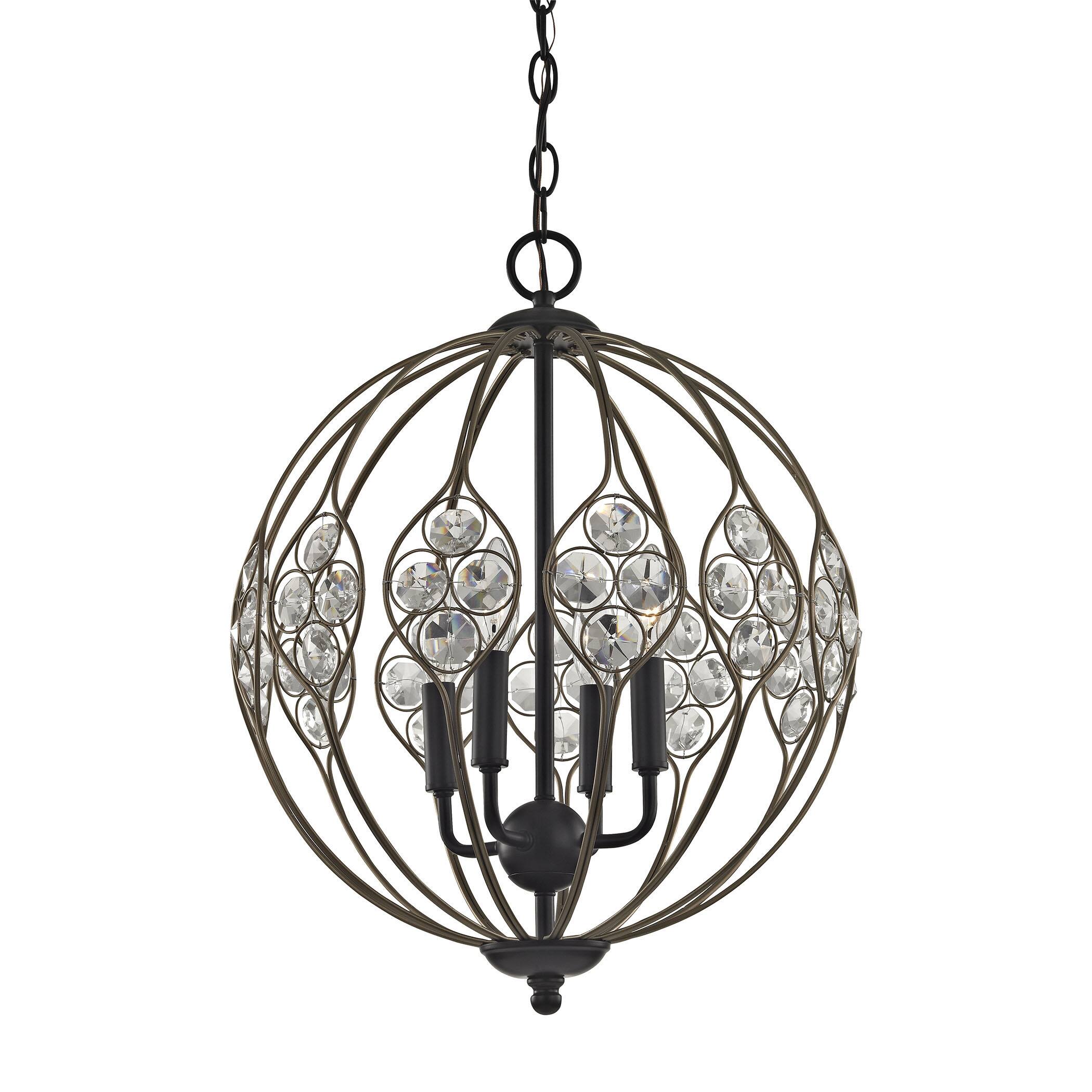 Crystal Web Matte Black and Bronze Gold Metal with Clear Crystal 4-light Chandelier (Chandelier) - Chandeliers For Bedrooms by Overstock.com