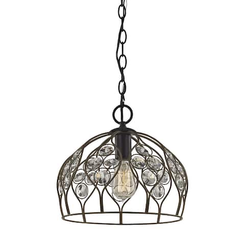 Crystal Web Bronze Metal and Crystal 1-light Pendant Light