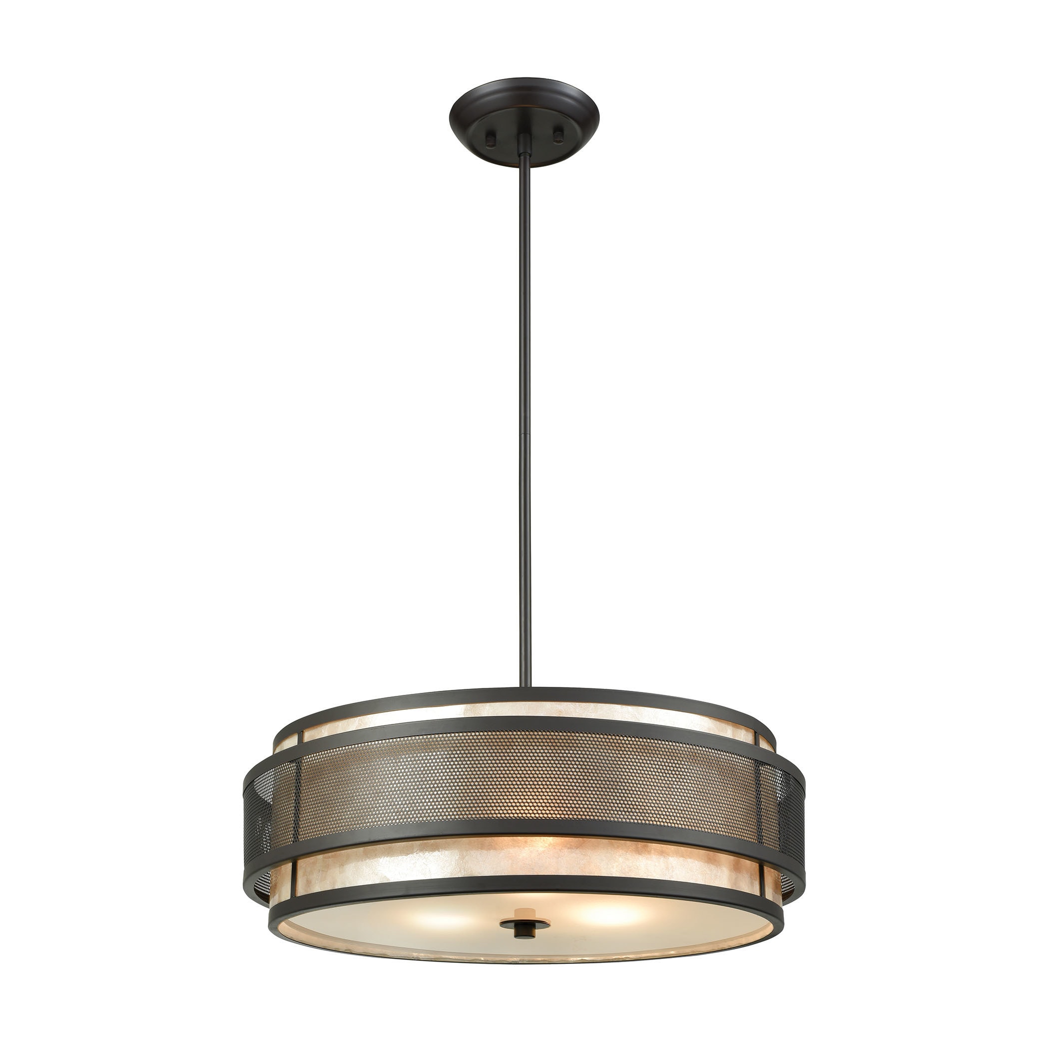 Beckley Rubbed Bronze 3-light Oil Chandelier with Tan Mica Shade (Chandelier) - Chandeliers For Bedrooms by Overstock.com