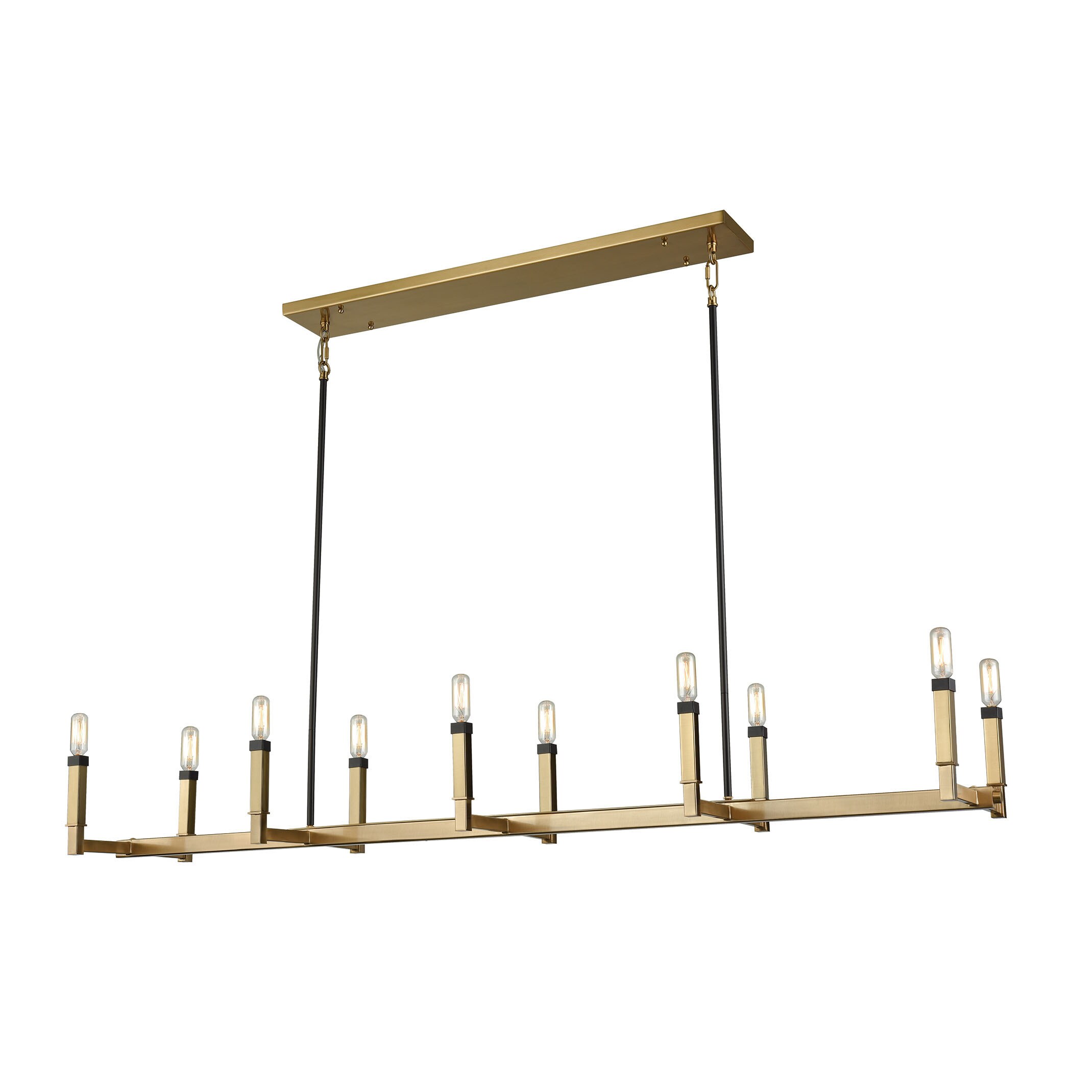 Mandeville Satin Brass and Oil-rubbed Bronze Metal 10-light Chandelier (Chandelier) - Chandeliers For Bedrooms by Overstock.com