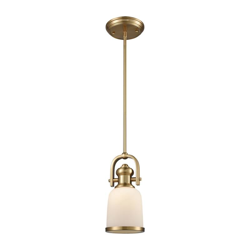 Elk Home Brooksdale Satin Brass Glass 1 Light Pendant