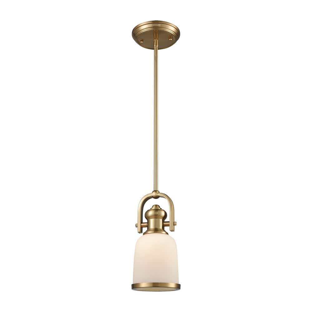 Elk Home Brooksdale Satin Brass Glass 1 Light Pendant