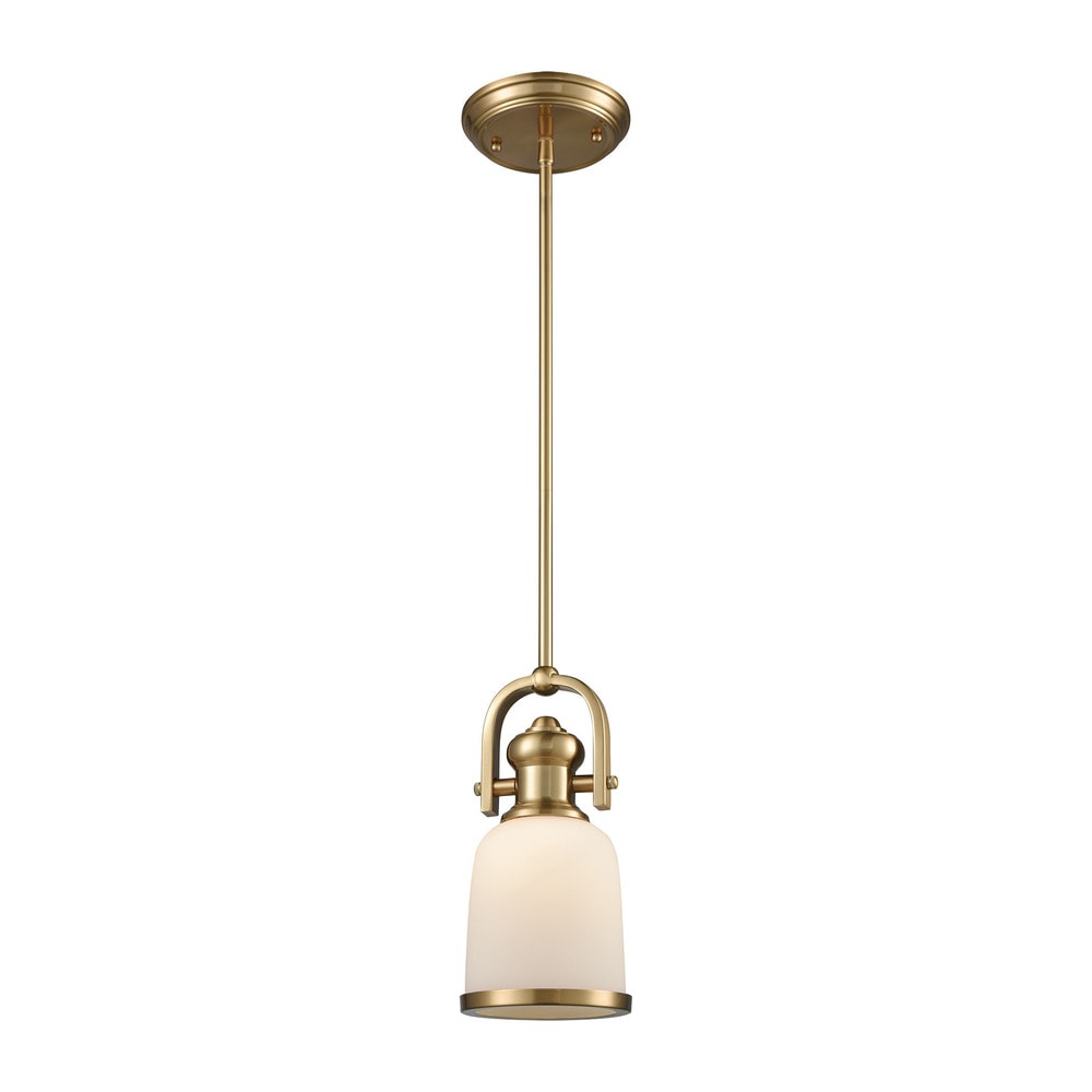 Elk Home Brooksdale Satin Brass Glass 1 Light Pendant