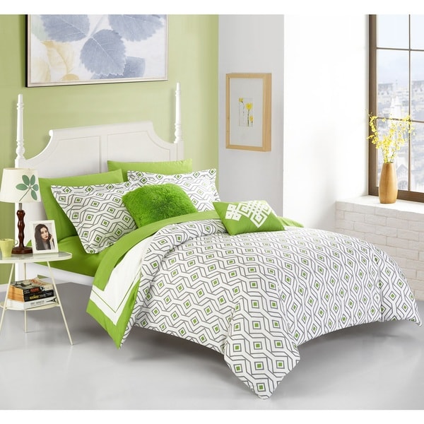 Chic Home Alon Green 9 Piece Complete Bed in a Bag Reversible Comforter Set