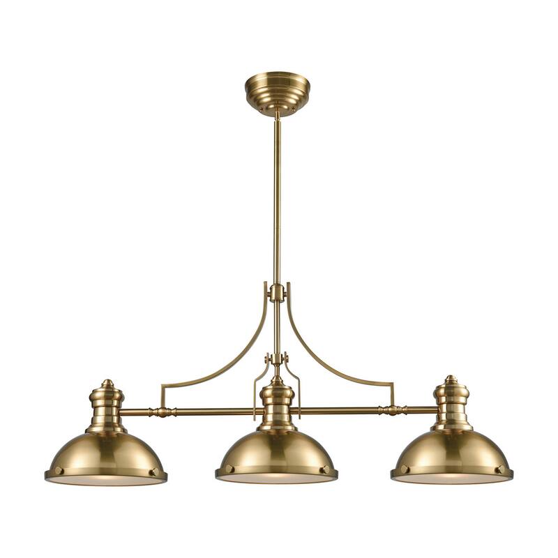 Elk Home Chadwick Satin Brass With Metal Shade 3 Light Chandelier