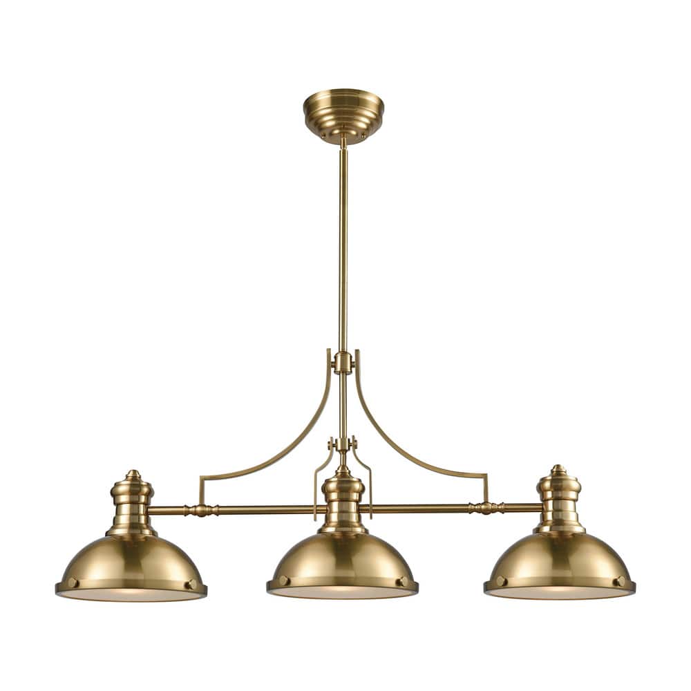 Elk Home Chadwick Satin Brass With Metal Shade 3 Light Chandelier
