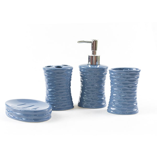 Shop 4 Piece Ceramic Modern Bathroom Accessory Set Overstock 16849840