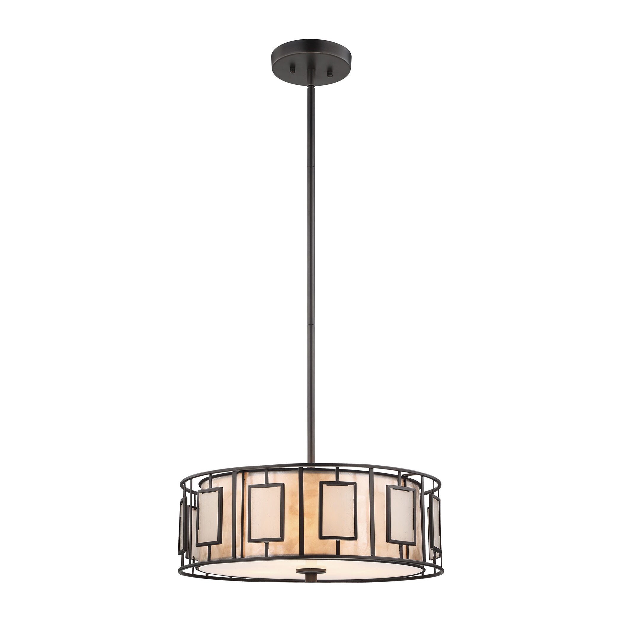 Minden Tiffany Bronze 3-light Chandelier with Mica and Frosted Seedy Glass (Light) - Chandeliers For Bedrooms by Overstock.com