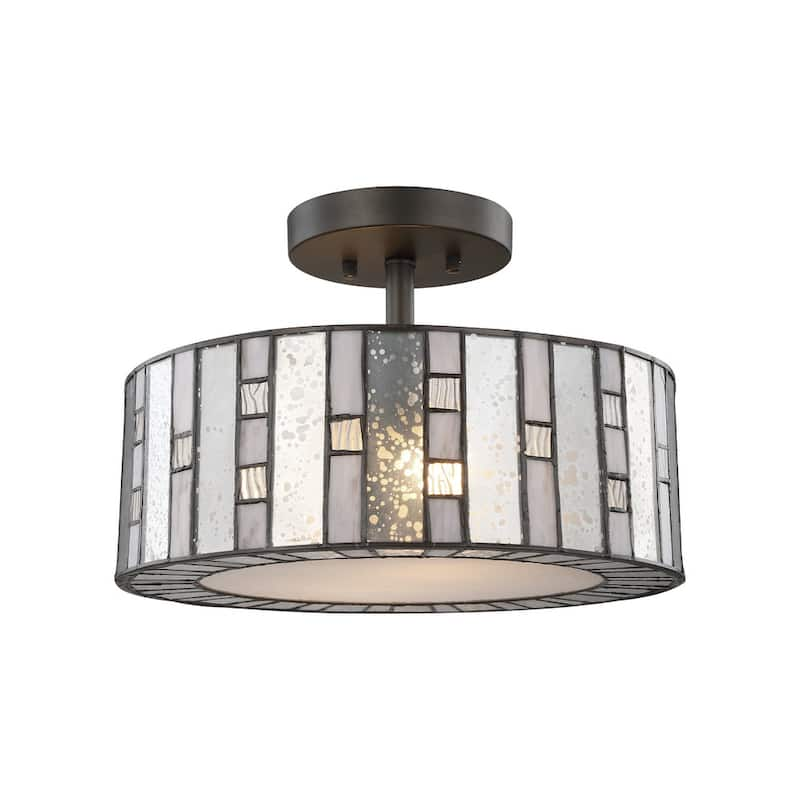 Elk Home Ethan Tiffany Bronze With Mercury Glass 2 Light Semi Flush