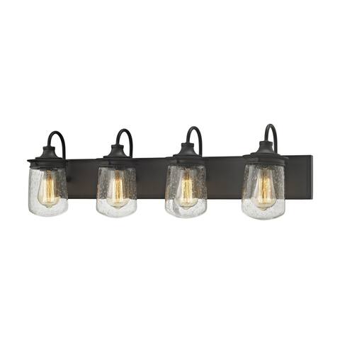 Hamel Oil-rubbed Bronze Clear Seedy Glass 4-light Vanity