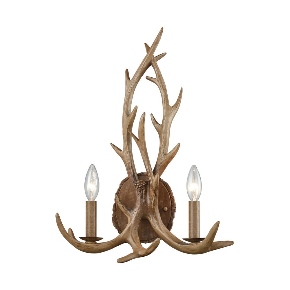 Elk Home Elk Wood Tone 14 Inch Wide 2 Light Sconce