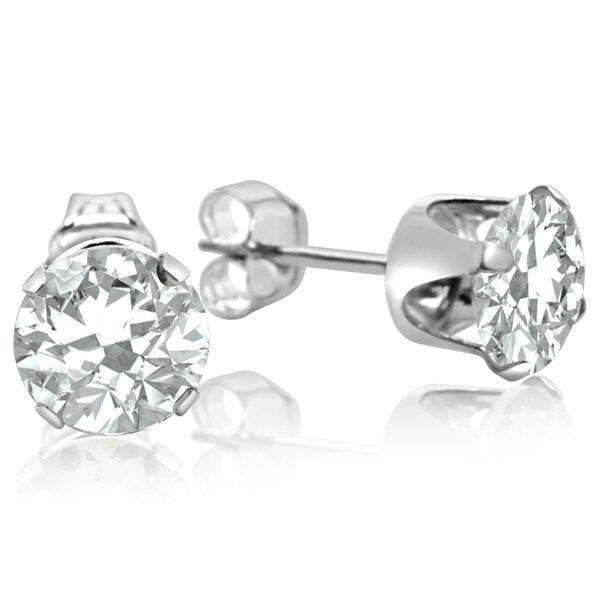 2 Tgw White Topaz Stud Earrings In Sterling Silver Free 2 Tgw White Topaz Stud Earrings In Sterling Silver