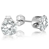 Glitzy Rocks Sterling Silver 2ct Tgw White Topaz 6mm Stud Earrings 2 Tgw White Topaz Stud Earrings In Sterling Silver