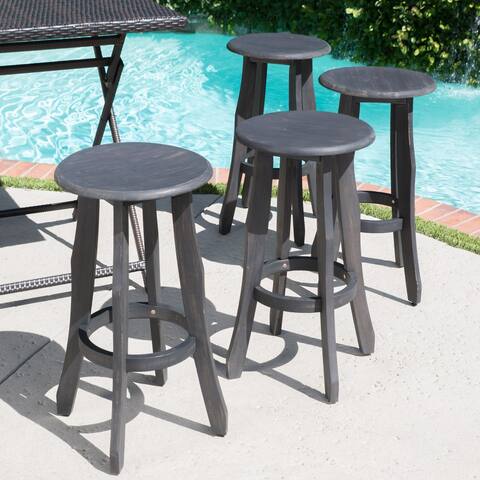 Pike Outdoor Acacia Wood Barstool (Set of 4) by Christopher Knight Home
