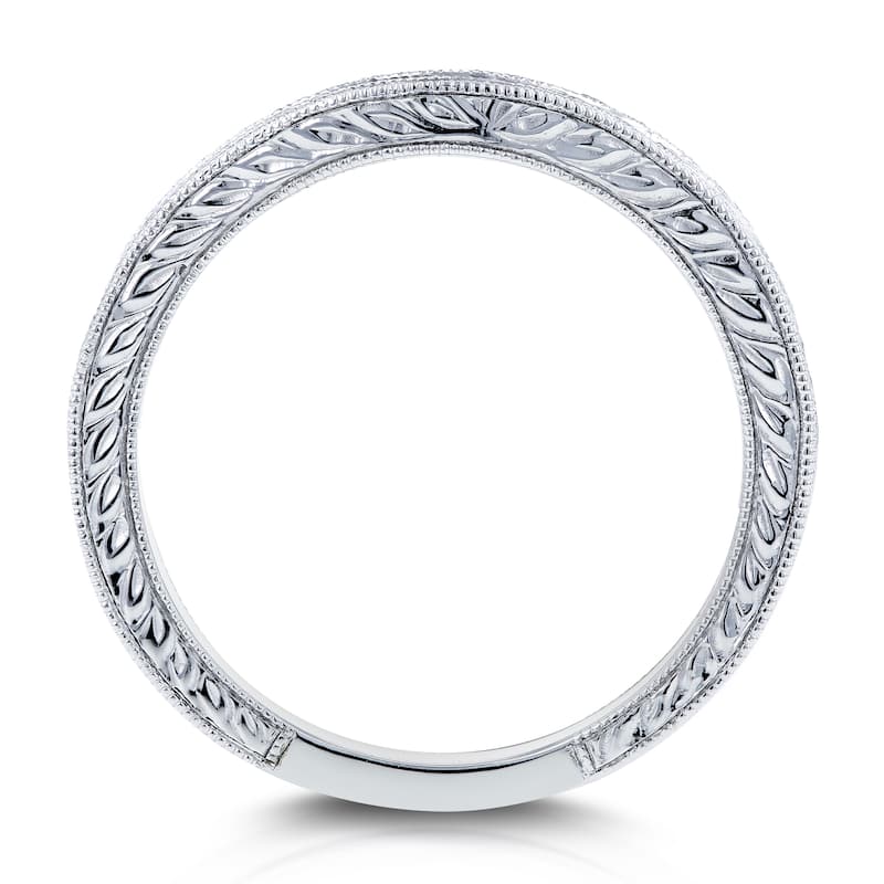 Annello by Kobelli 14k White Gold 1/5ct Diamond Contoured Wedding Band Ring (G-H, I1-I2)
