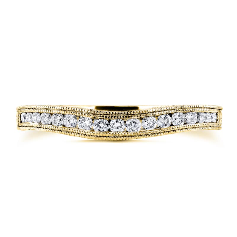 Annello by Kobelli 14k Yellow Gold 1/5ct Diamond Contoured Wedding Band Ring (G-H, I1-I2)