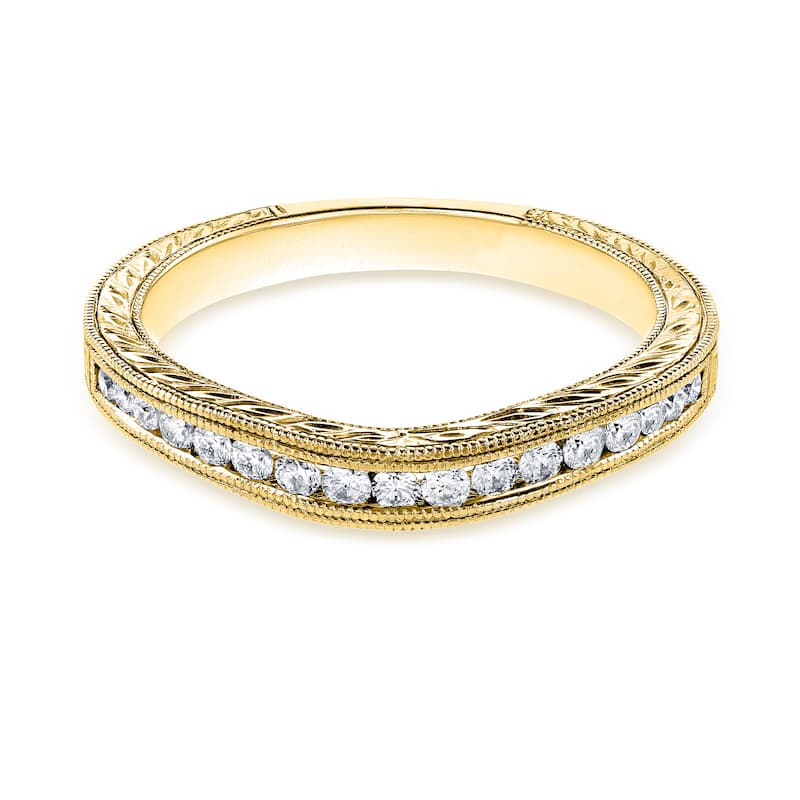 Annello by Kobelli 14k Yellow Gold 1/5ct Diamond Contoured Wedding Band Ring (G-H, I1-I2)