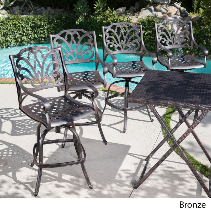 Jayden Outdoor Cast Aluminum Swivel Bar Stool by Christopher Knight Home