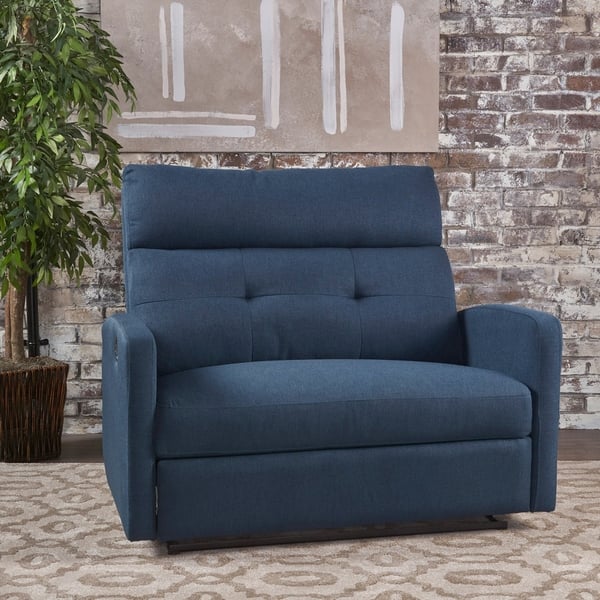 slide 2 of 22, Halima Fabric 2-seater Recliner Club Chair by Christopher Knight Home Blue
