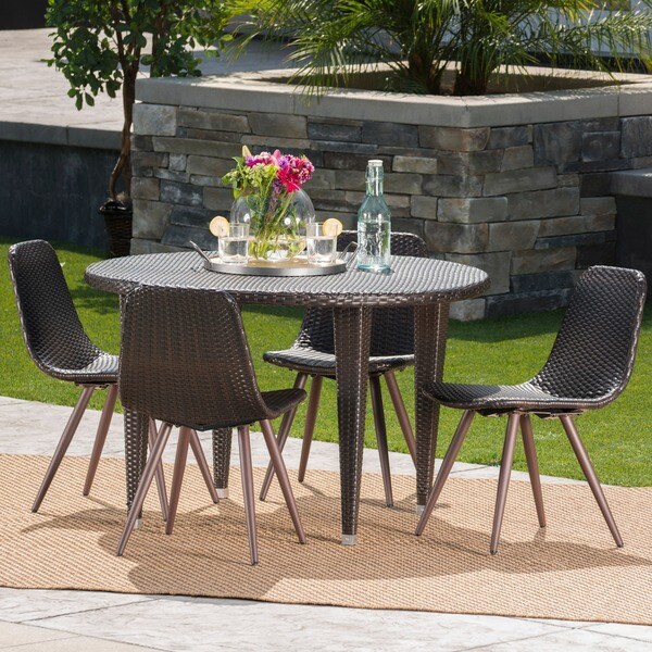 Shop Greta Outdoor 5-piece Round Dining Set by Christopher Knight Home ...