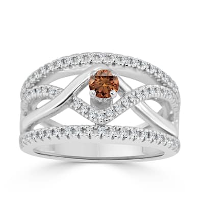 14k Gold Infinity Inspired 2/5ct TDW Brown Diamond Engagement Ring by Auriya