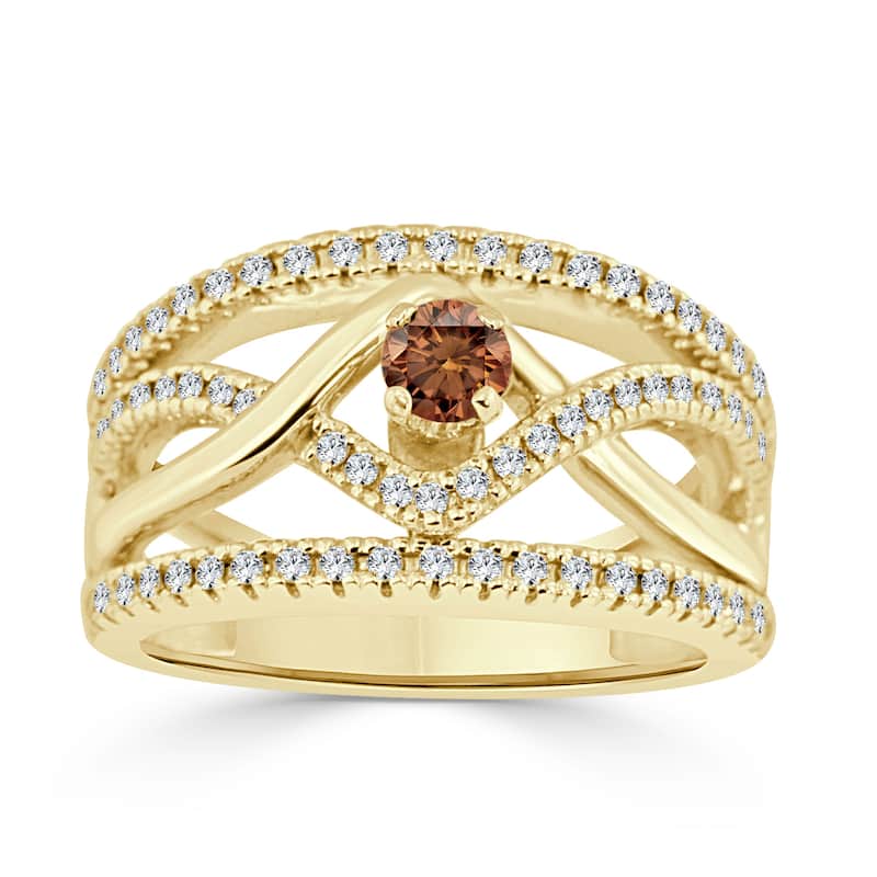 14k Gold Infinity Inspired 2/5ct TDW Brown Diamond Engagement Ring by Auriya