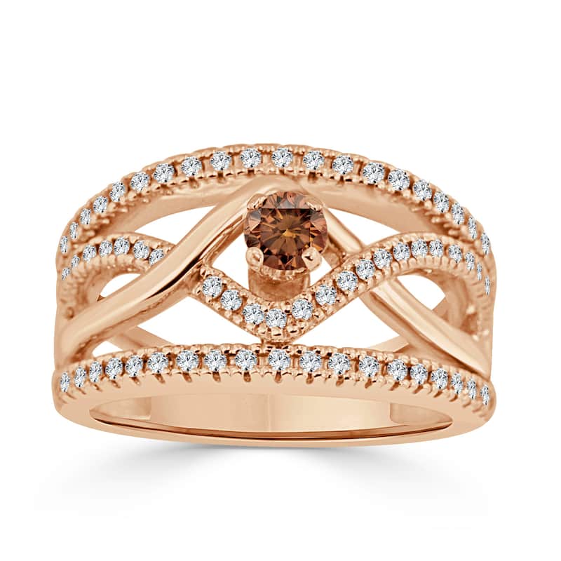 14k Gold Infinity Inspired 2/5ct TDW Brown Diamond Engagement Ring by Auriya