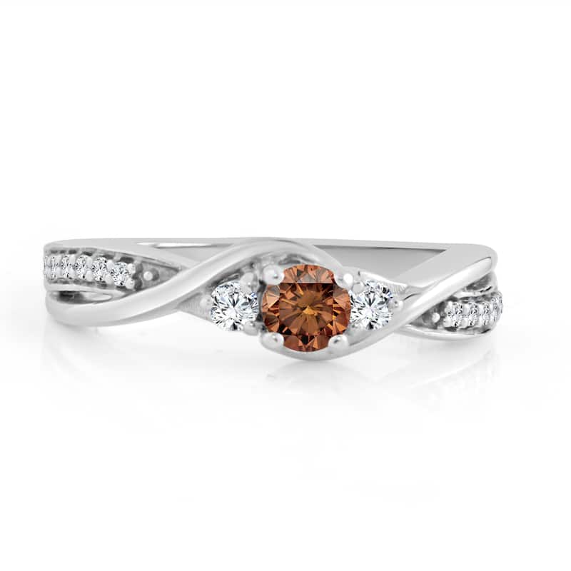 Auriya Twisted 1/3ctw Brown Diamond Engagement Ring 14k Gold H-I, I1-I2