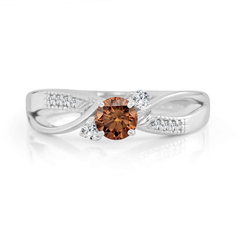 Auriya 1/2ct TDW Round Brown Diamond Engagement Ring 14k Gold