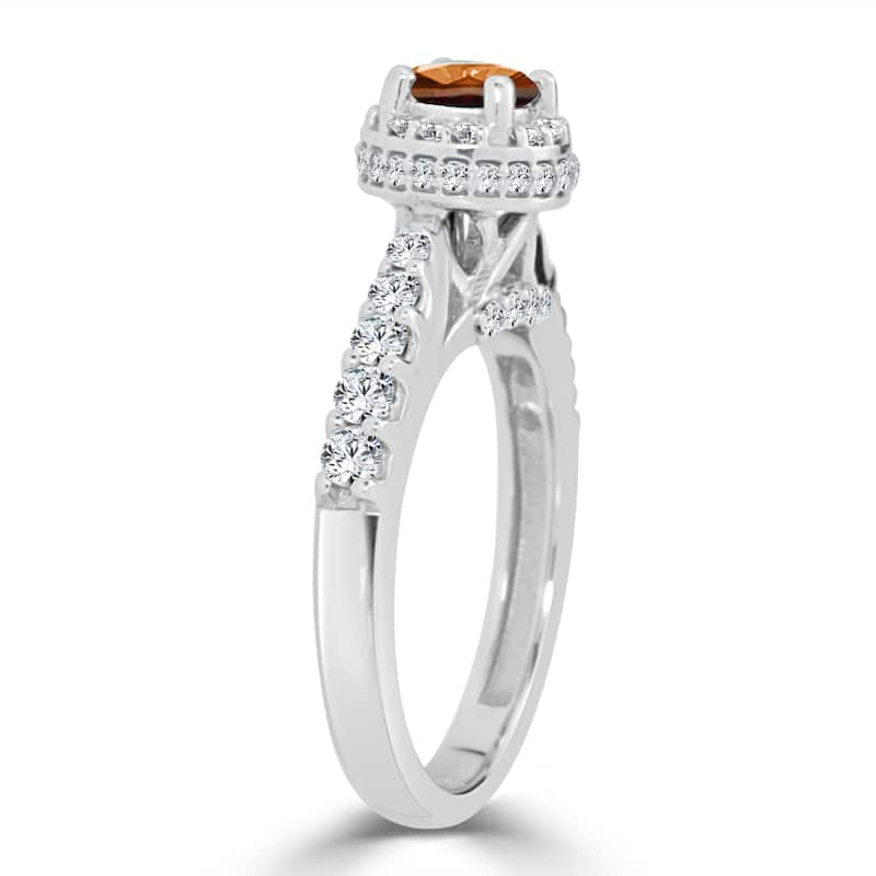 Auriya Unique Round 1ctw Halo Brown Diamond Engagement Ring 14k Gold
