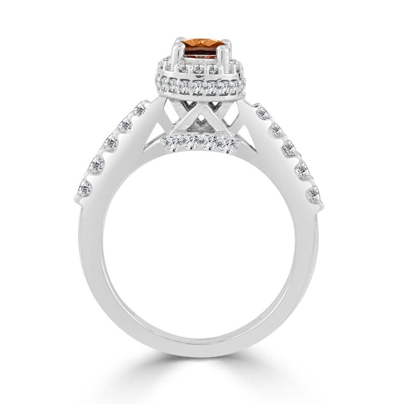 Auriya Unique Round 1ctw Halo Brown Diamond Engagement Ring 14k Gold