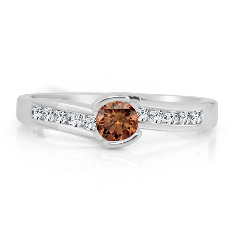 Auriya Modern Tension Set 1/2ctw Brown Diamond Engagement Ring 14k Gold (H-I, I1-I2)