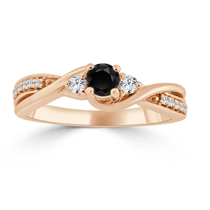 14k Gold 1/3ct TDW Twisted Black Diamond Engagement Ring by Auriya