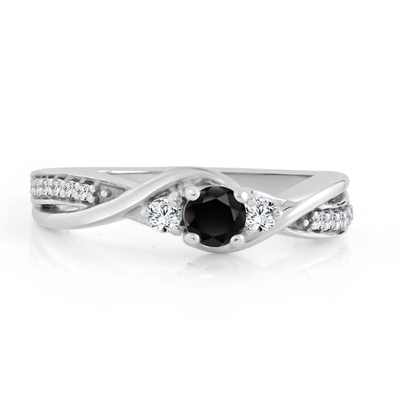14k Gold 1/3ct TDW Twisted Black Diamond Engagement Ring by Auriya