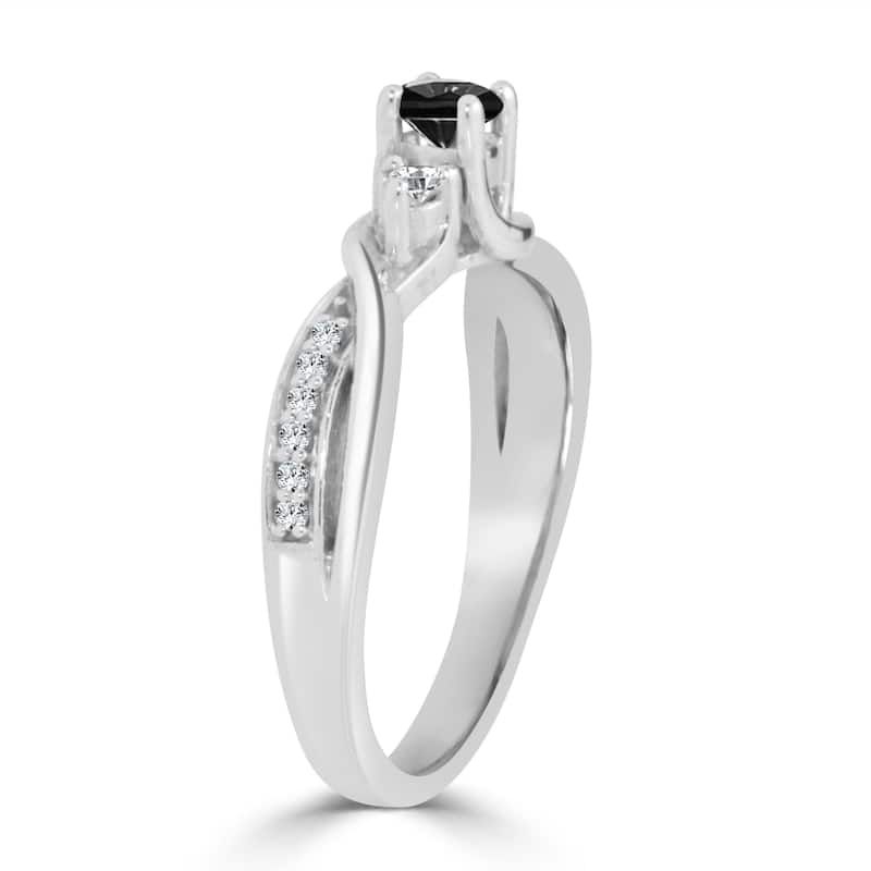 14k Gold 1/3ct TDW Twisted Black Diamond Engagement Ring by Auriya