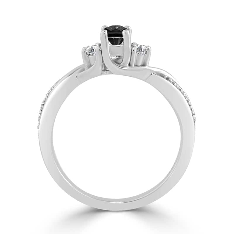14k Gold 1/3ct TDW Twisted Black Diamond Engagement Ring by Auriya