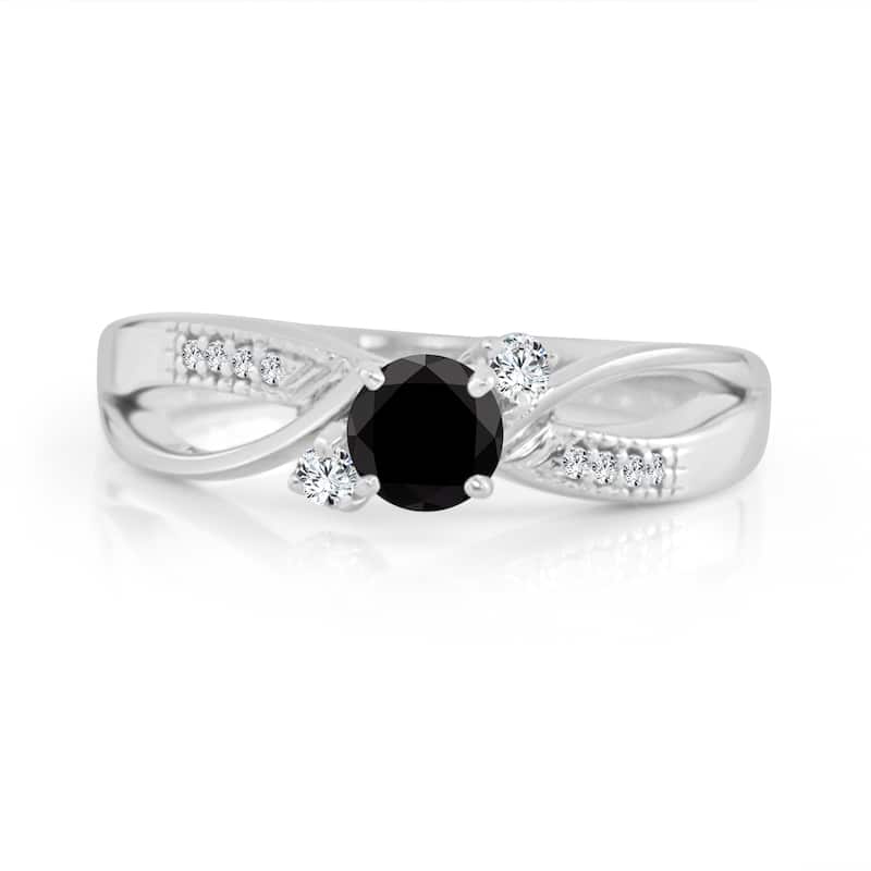 Auriya 1/2ct TDW Round Black Diamond Engagement Ring 14k Gold